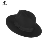 GEMVIE muški retro fedora šešir crne boje panama dizajn ravni jazz šeširi klasični gospodski šešir crkvena kapa 1
