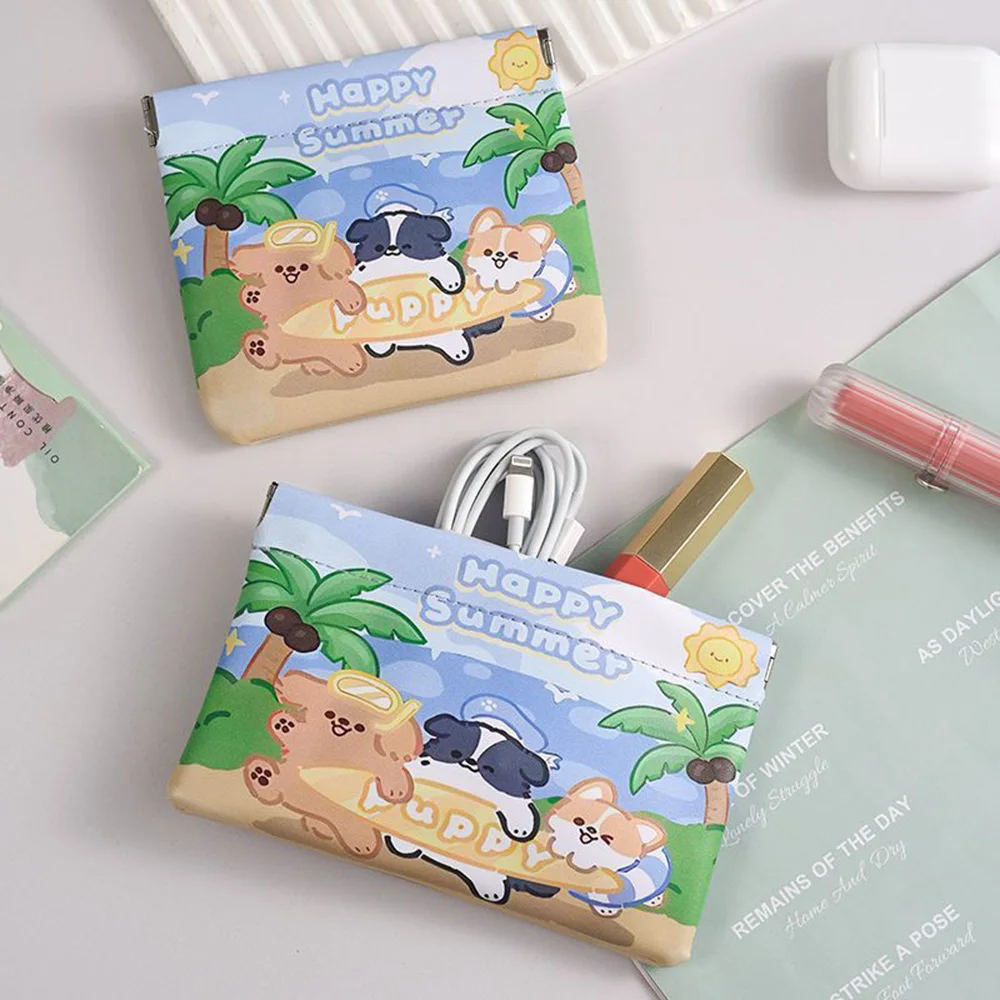 Multifunktionale PU-Lippenstift-Kosmetiktasche mit Automatischer Verschlussfunktion, Cartoon-Mini-Geldbörse, Wasserdichte Datenkabel-Aufbewahrungstasche für Reisen – Detail 4