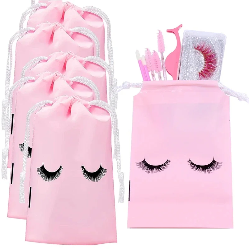 

30PCS Reusable Eyelash Aftercare Bags Portable Travel Cosmetic Toiletry Bags EVA Bags Drawstring Lashes Gift Bag Makeup Supplies
