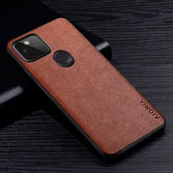 Premium Litchi Leather Case - Elegant Business Style Protective Back Cover for Pixe 4 XL (Brown)