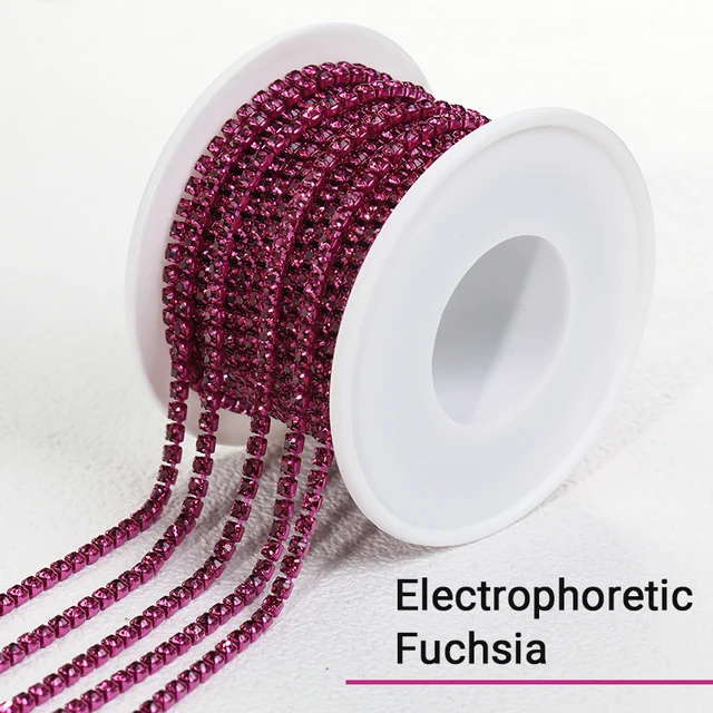 XiChuan 1 Yard 10 Colors Claw Rhinestone SS6 SS8 Crystal Tassel Diy Clothes Earring Accessories Beads Diamond Rhinestone Chain Fuchsia Elec