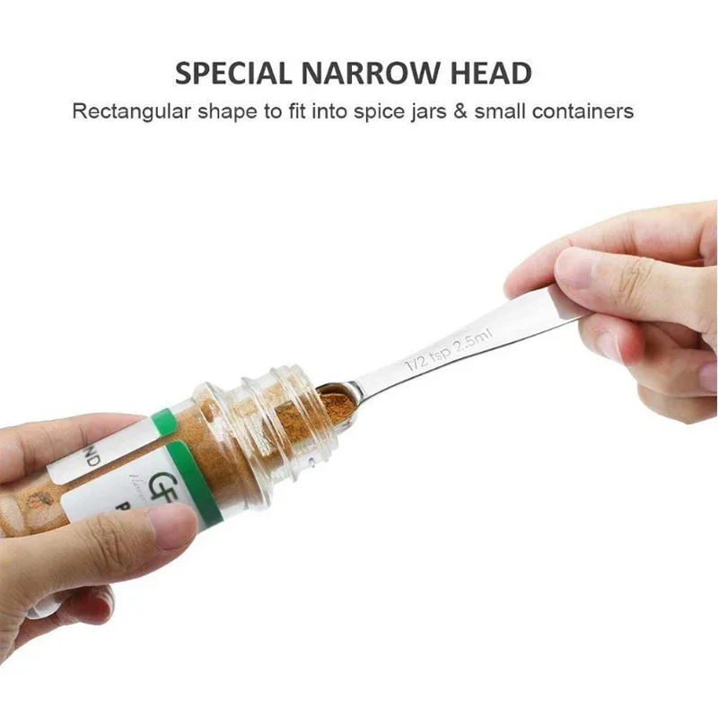 6Pcs Stainless Steel Measuring Spoon Set Coffee Sugar Tea Spice Measuring Scoop Set With Scale For Kitchen Baking Measuring Tool