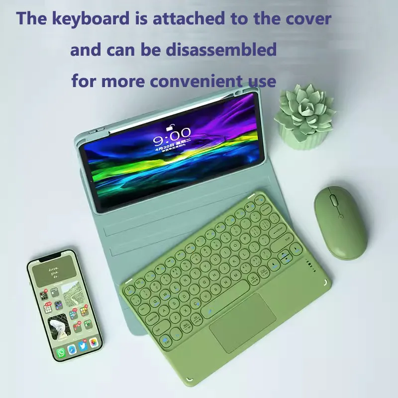 Custodia Con Tastiera Bluetooth Per Xiaomi Redmi Pad SE 11" 2023, Layout Tedesco, Con Mouse E Portapenna, Magnetica