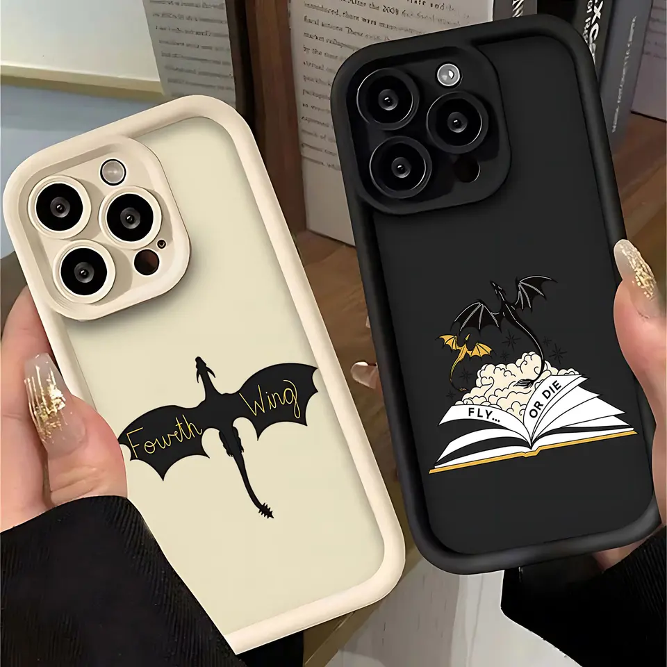 2 pezzi Cartoon Cover per iPhone 16 15 14 13 12 11 X XS XR 8 7 Plus Mini Pro Max SE, Manga Fourth Wing Ispirazione Dragon Anime Design Custodia Protezione Fotocamera Silicone TPU Morbido Caso, cute