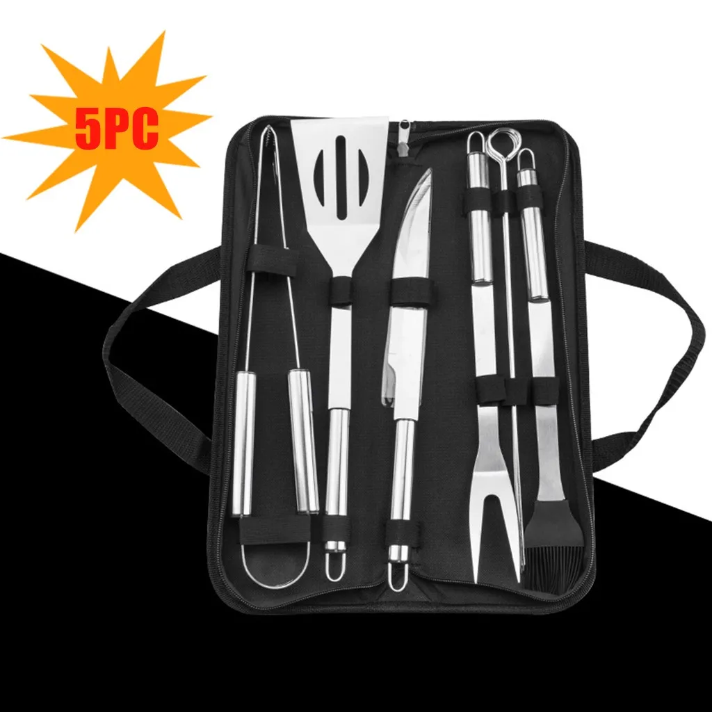 Ustensiles Barbecue,9Pcs Accessoire Barbecue Kit Barbecue Outil de Barbecue  en Acier Inoxydable avec Manches