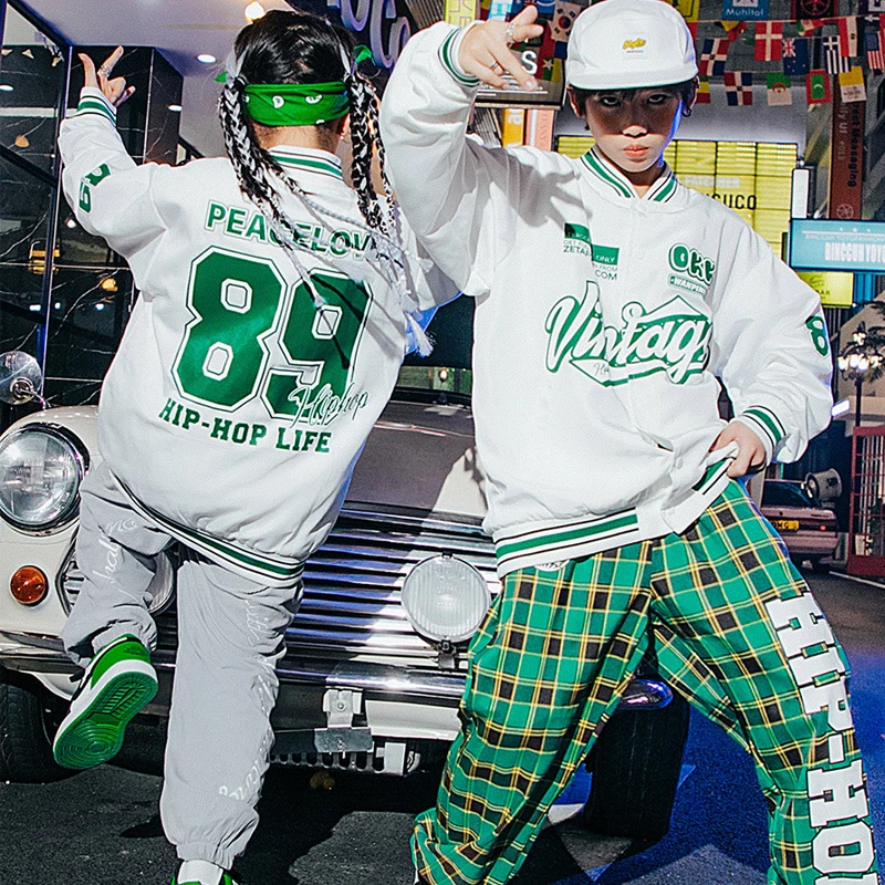 Jazz Modern Dance Rave Clothes Loose Jacket Hiphop Pants Kpop Clothing For Girls Boys Hip Hop Dance Performance Wea DQS11385