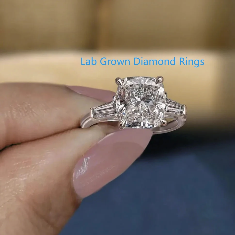 Quadratischer Kissenschliff-Diamant 2,5 CT Hauptstein CVD HPHT Lab Grown Diamond IGI DEF VS-VVS Ehering für Damen, edler Schmuck