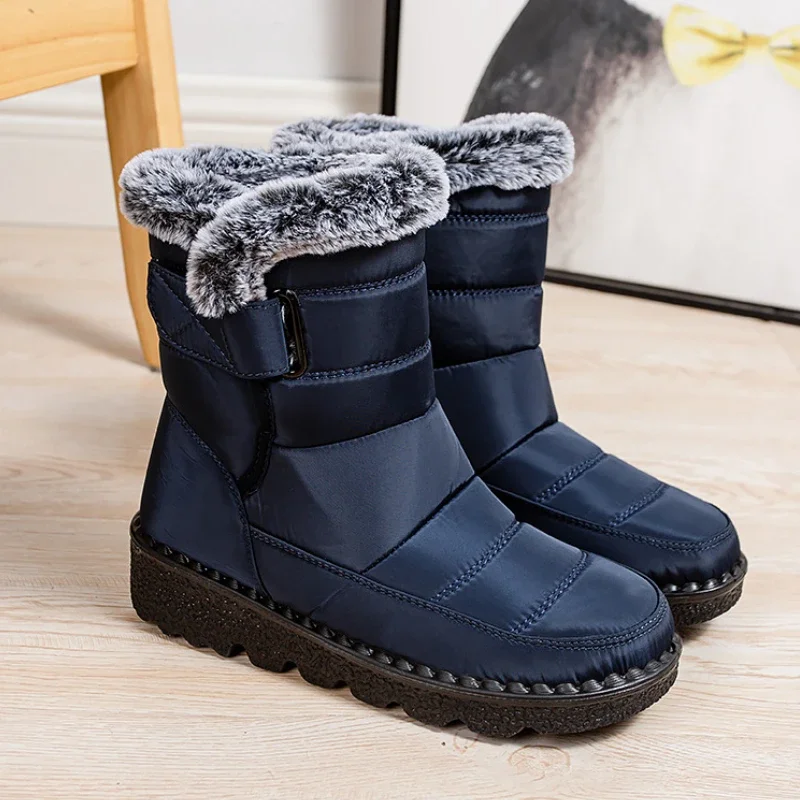 thumbnail image 3 of Botas de invierno impermeables para mujer 2024, nuevas botas de nieve de plataforma larga de piel, zapatos cálidos de algodón para parejas, botines de felpa calientes, Botas, 3 of 6