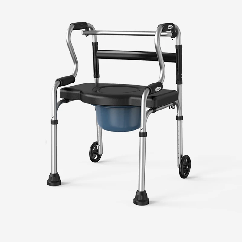 multifunction commode shower walker chair upright walker with seat and wheels walking aid assist elderly foldable walking chair 6