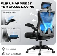 Ergonomic Office Chair, Home Office Desk with Headrest, High Back Mesh Chair with Flip-up Armrests, Offices Chairs 2