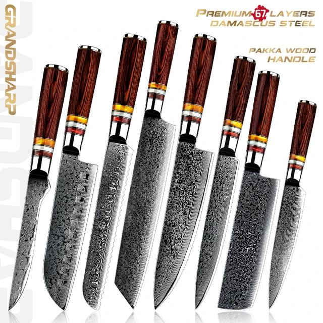 Stainless Steel Kitchen Knife Set  Damascus Steel Kitchen Knives Set - Knife  Sets - Aliexpress