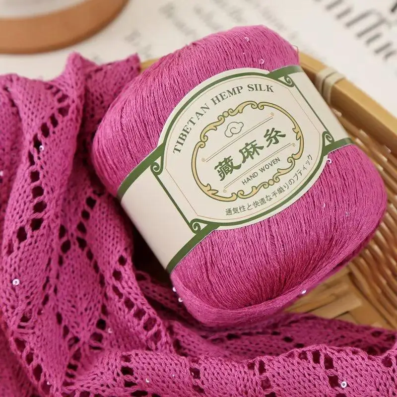 50g/group, 100m Sequin Tibetan Twine New Linen Lace Thread Summer Short Sleeve Shawl Soft Lace Thread Braided Thread 2