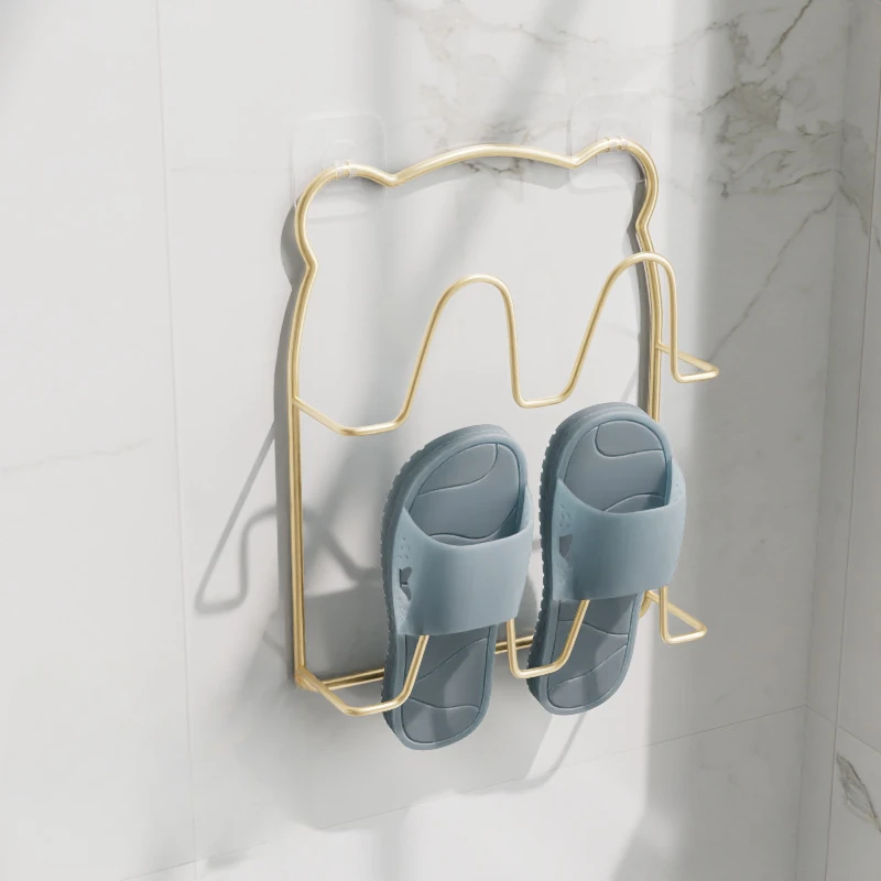 Wall-mounted Punch-free Bathroom Slippers Rack Toilet Drain Rack Home Balcony Shoe Organizer