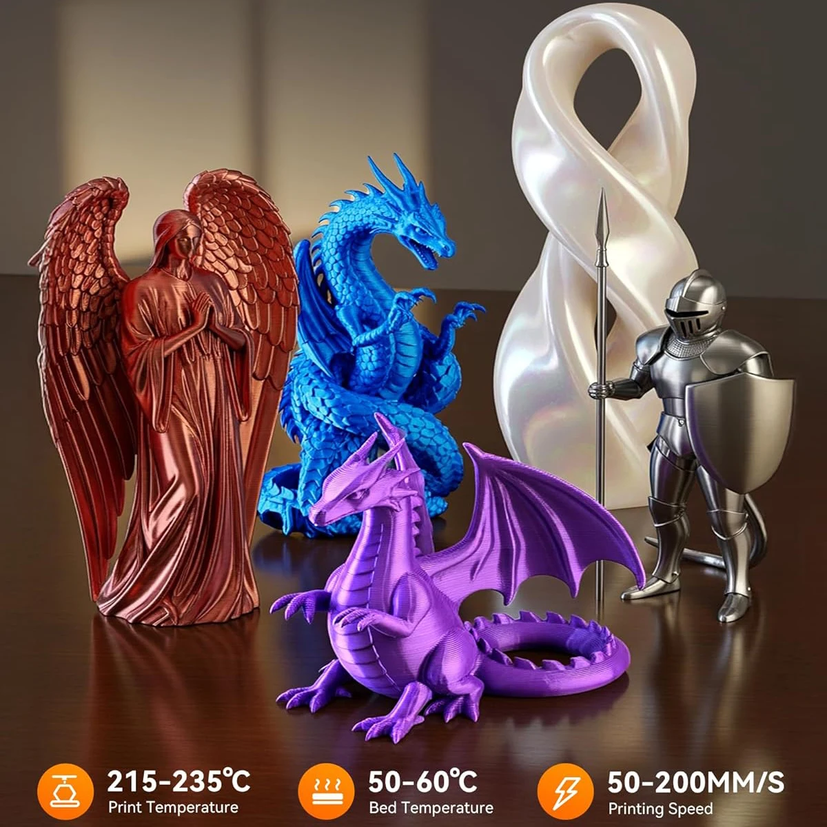 3D 프린터 필라멘트, PLA+ 실크 필라멘트 멀티컬러 1.75mm, 개별 진공 포장, 200g/250g/500g/1000g 스풀