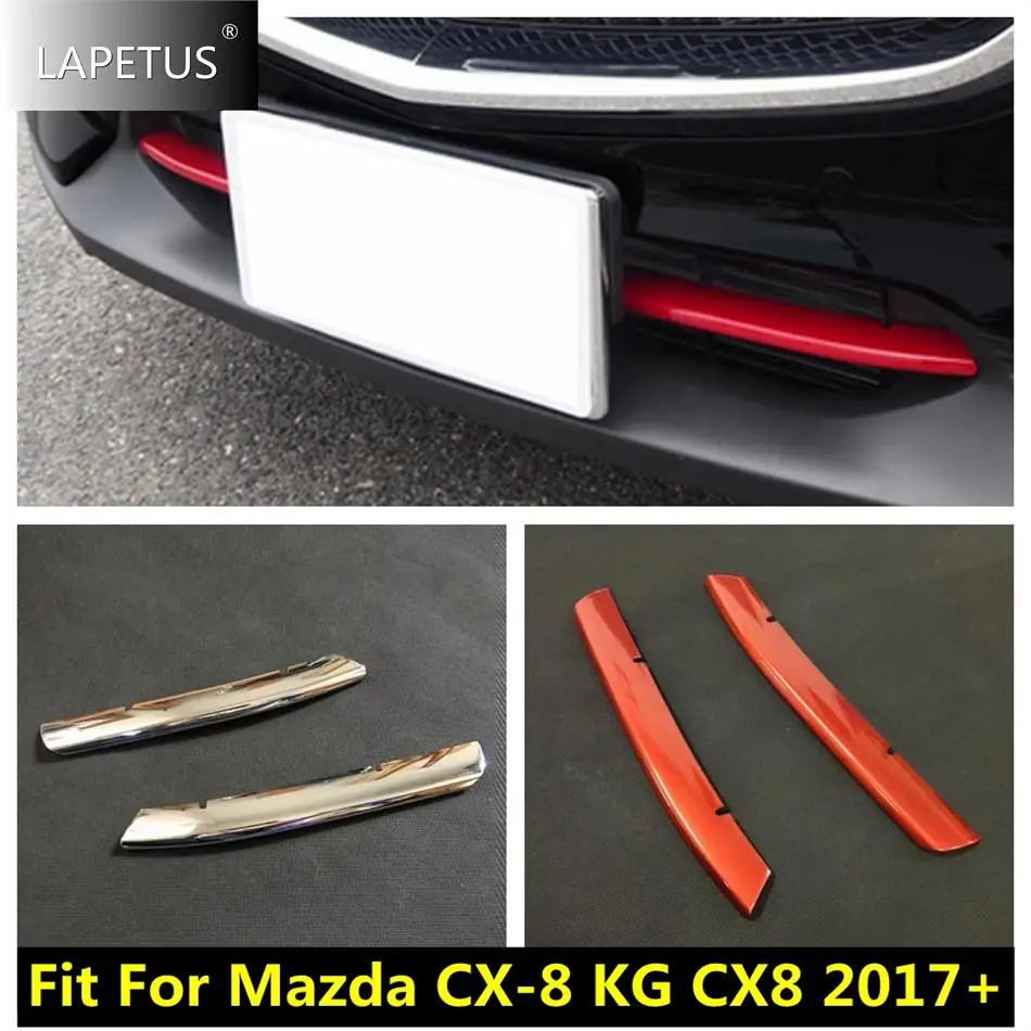 

Front Under Bumper Grille Grill Mesh Decor Strip Panel Cover Trim For Mazda CX-8 KG CX8 2017 - 2021 Chrome / Red Car Accessories