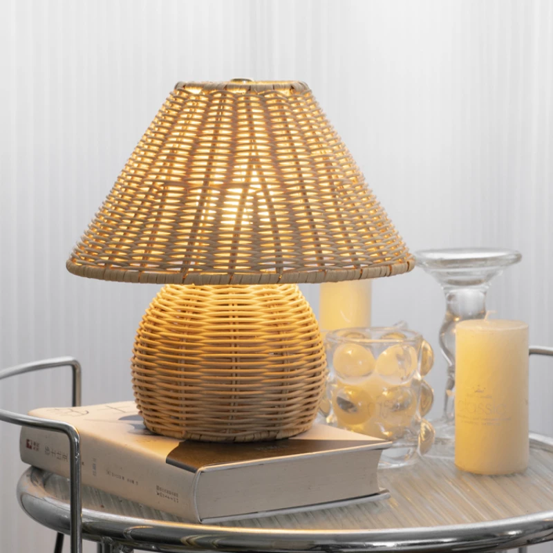 

New Chinese Simple Bamboo Weaving Bamboo Art Table Lamp Home Living Room Tatami Rice Modern Creative Retro Practical Bedside Lam