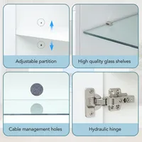 ​ ​ Матово-белая подставка для телевизора 160 см с синей подсветкой — регулируемые стеклянные полки и бесшумные петли для хранения телевизоров 70 дюймов ​ ​ — изображение 5