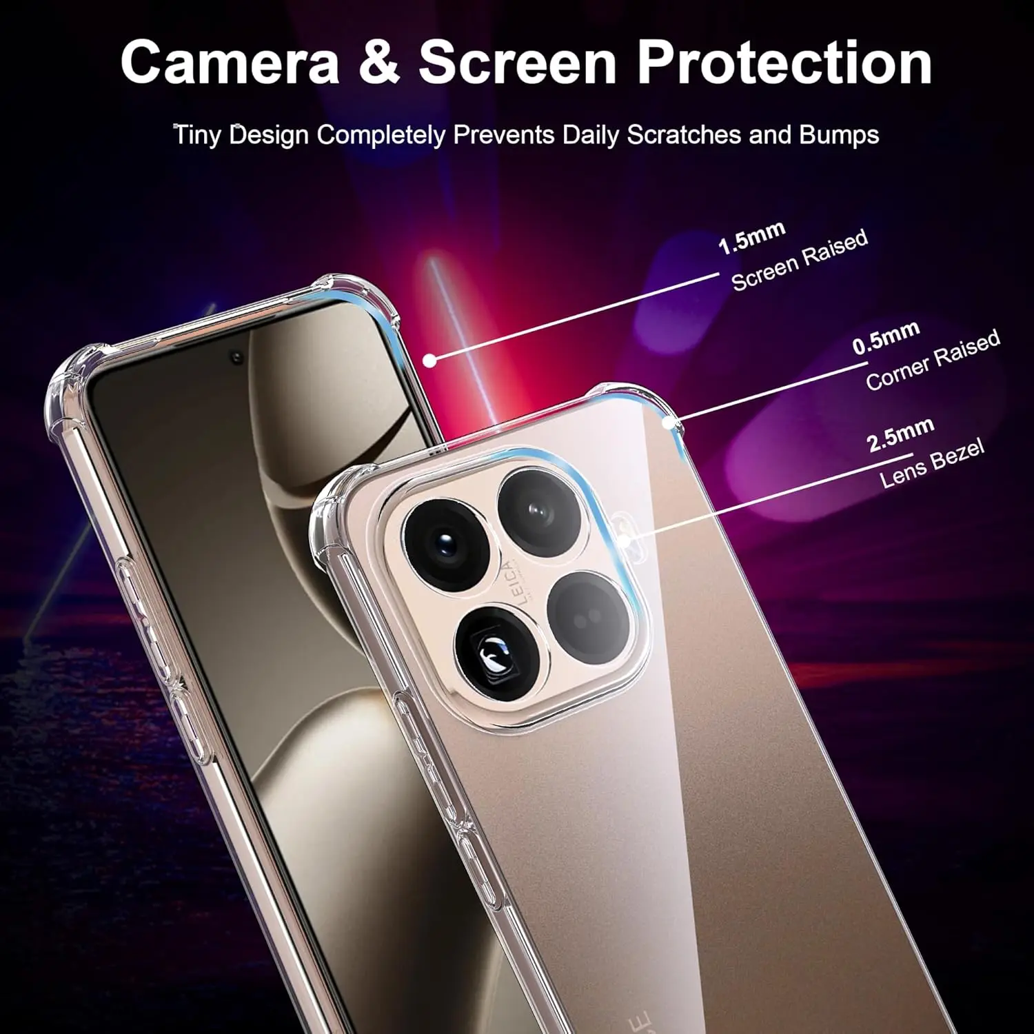 Transparent TPU Shockproof Phone Case with 2 Anti-Blue Full Coverage Tempered Glass Screen Protectors