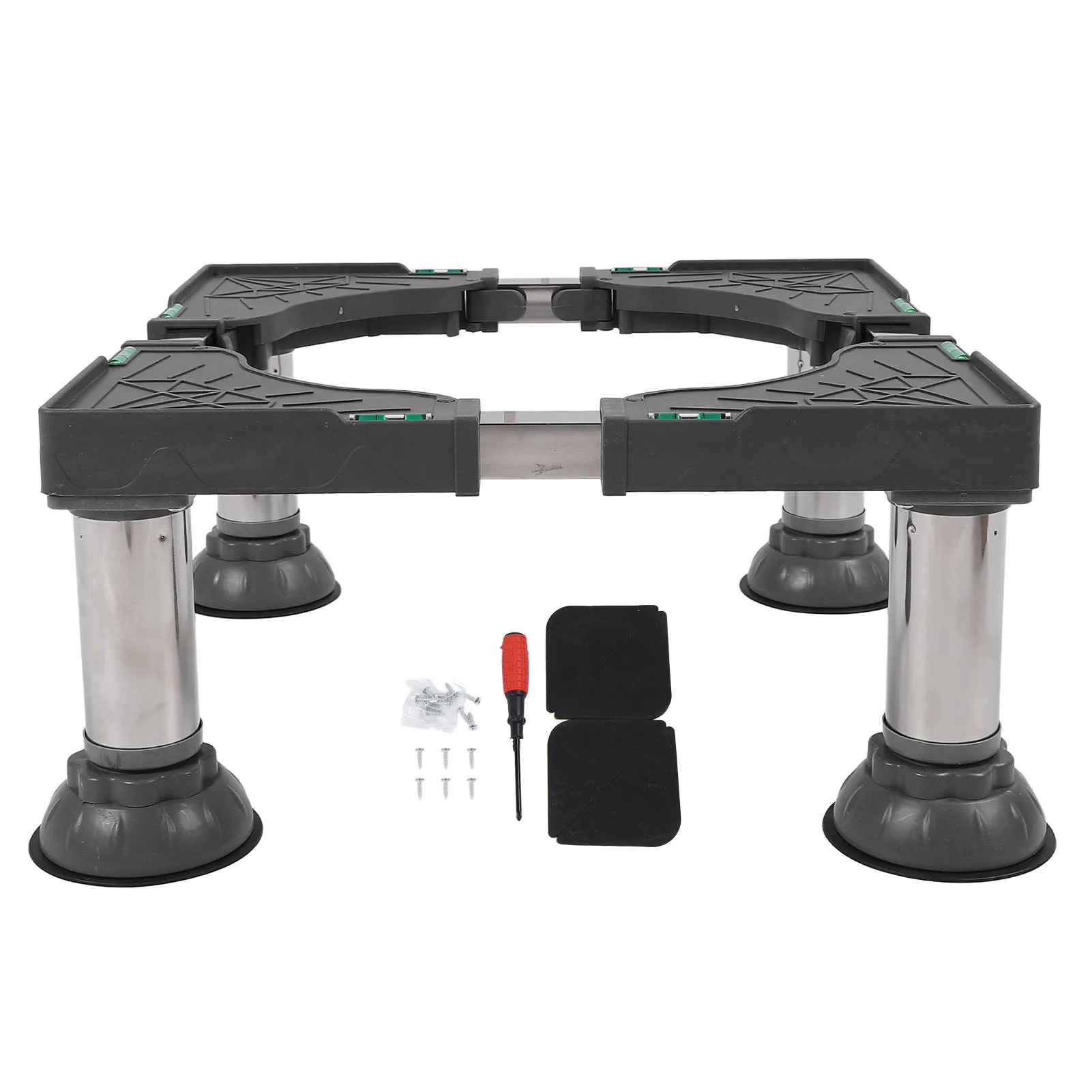 Base de soporte para lavadora antideslizante, longitud ampliamente utilizada, altura ajustable, soporte para lavadora, goma de acero inoxidable para refrigerador