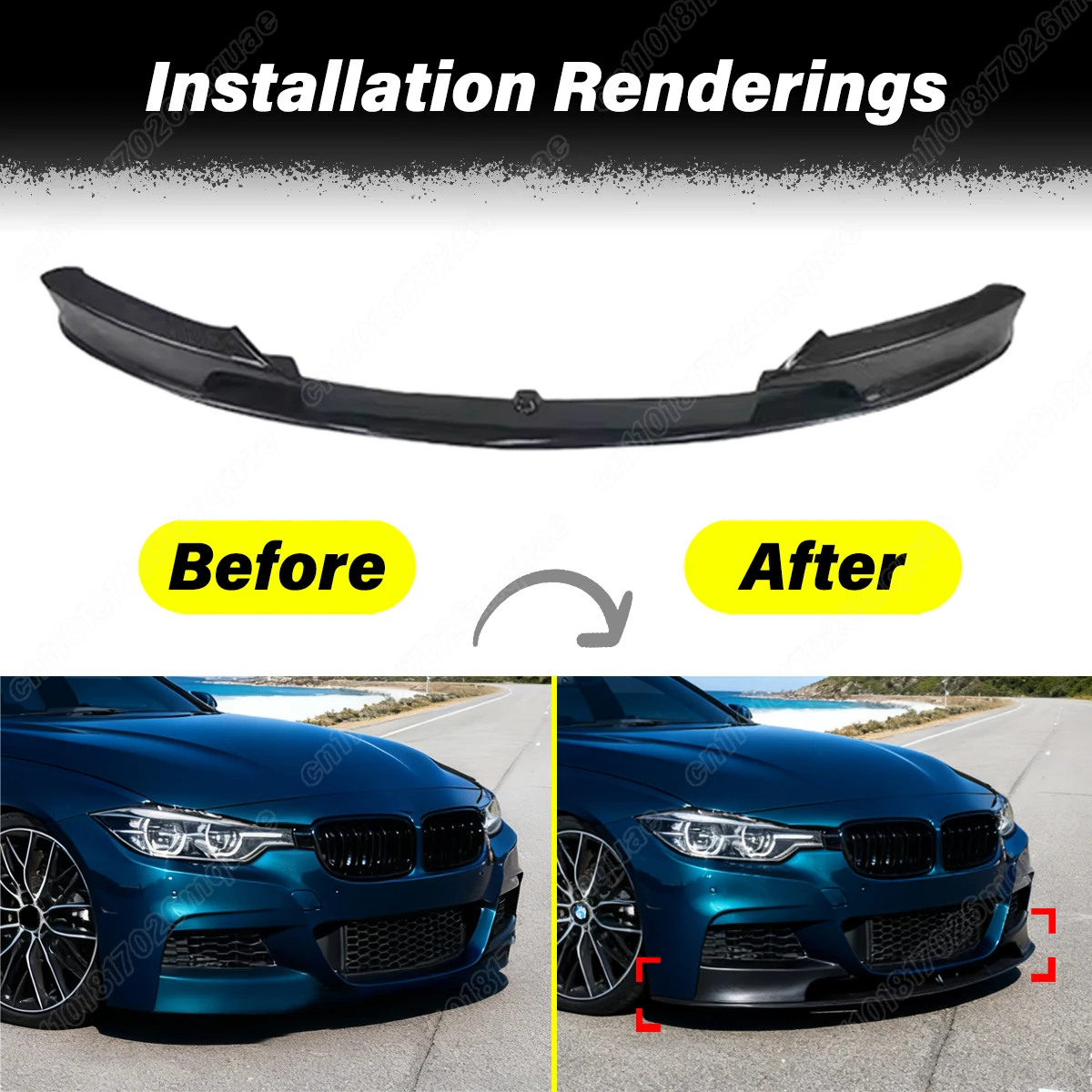 BMW 3 시리즈 F30 F31 2X 2013 2014 2015 2016 2017 2018 M 스포츠 자동차 프론트 범퍼 스포일러 립 셔트 립 장식 키트