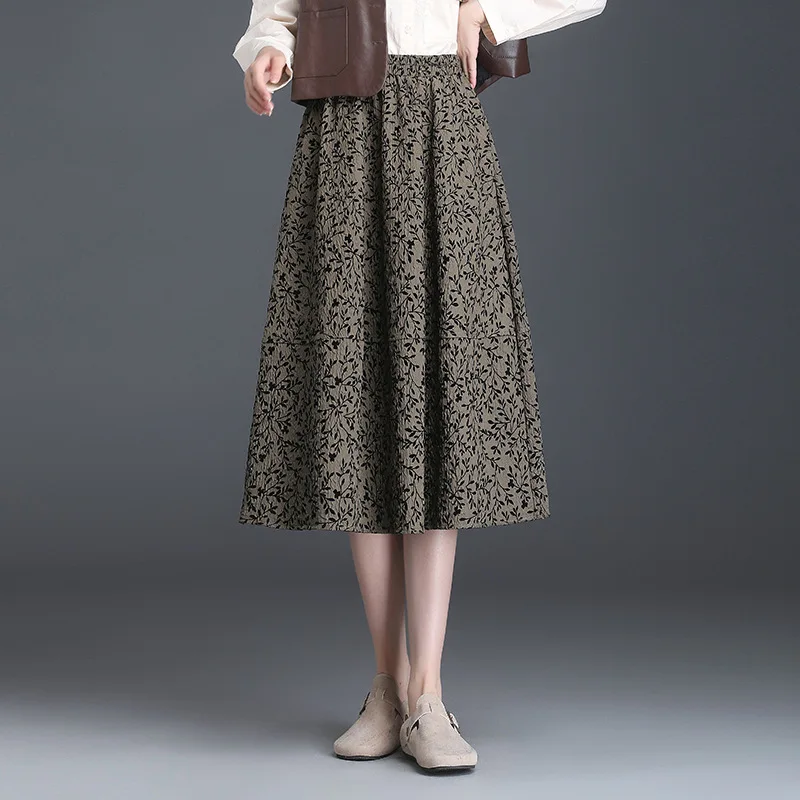 

Floral Skirt for Women Long Faldas Largas Mujer Moda Fashion 2022 Spring Autumn Casual Vintage Jupes Streetwear Skirts Clothing