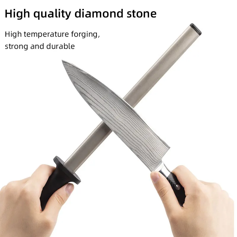 8/12 Inch Diamond Steel Stick Rod Knife Sharpener Honing Steel Knife Sharpening Rod Durable Sharpening Stone For Kitchen Gadgets