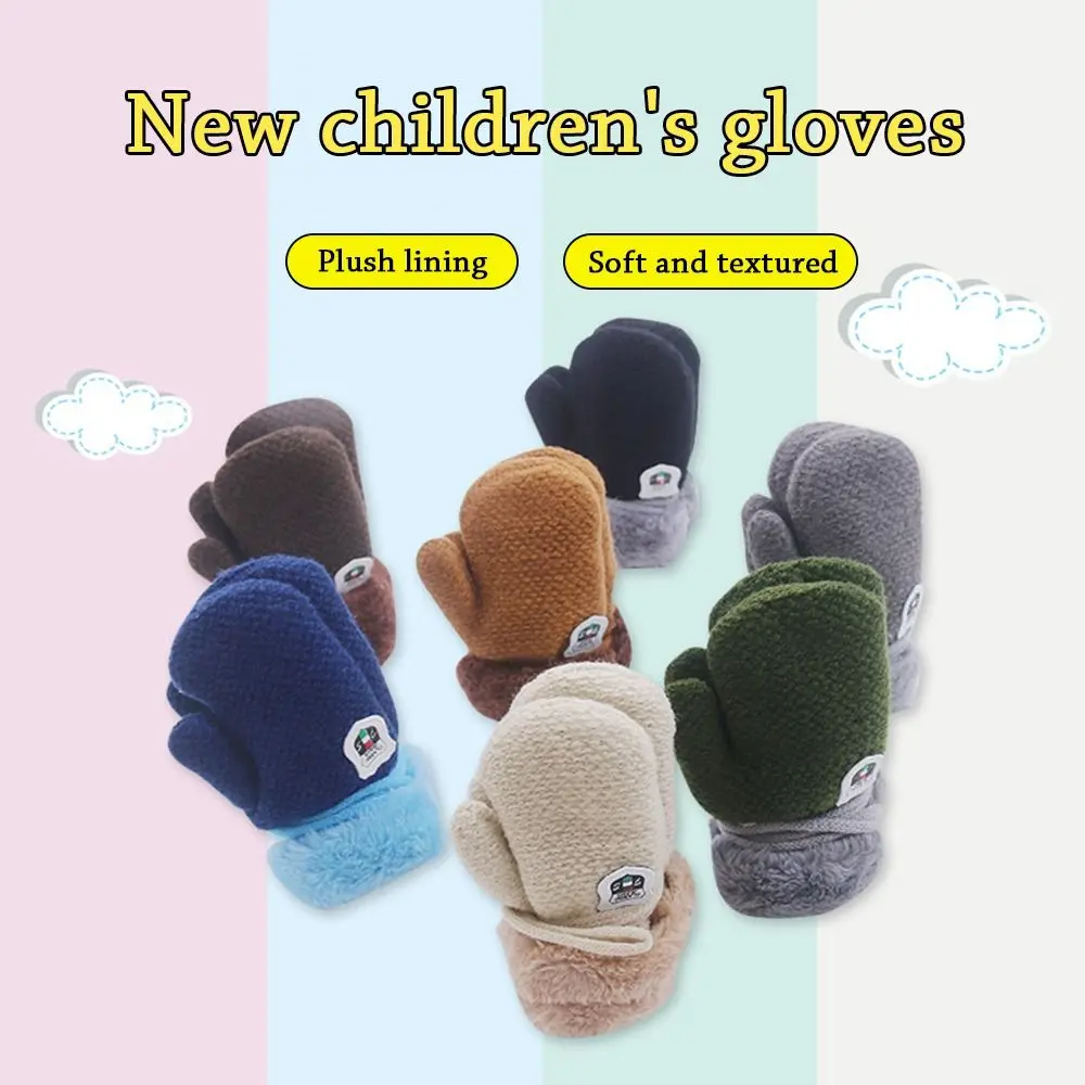 Winter Soft Plush Kids Gloves Cute Knitted Mittens Thick Warm For 2-9 years old 2