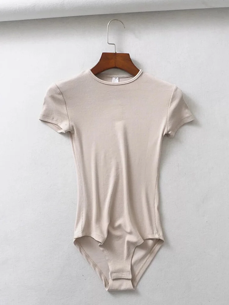 Summer Sexy Women Slim Short-Sleeve O-neck Tops Bodysuits Female Rompers Streetwear Jumpsuits