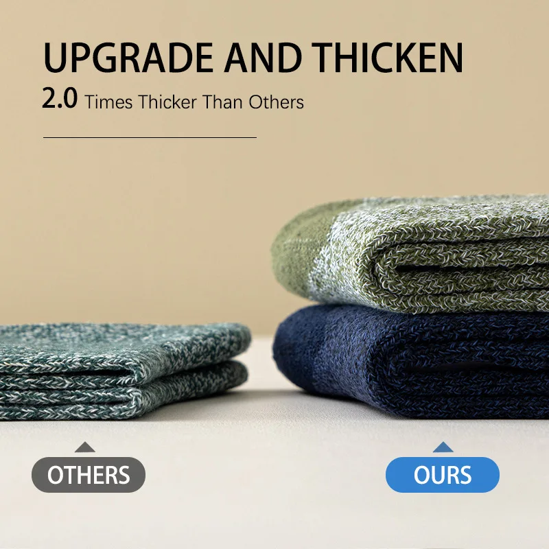 5pairs Winter Warm Socks Thickened Knitted Sweat Absorbent Running Socks Men Women Breathable Athletic Fitness Cycling Ski Socks