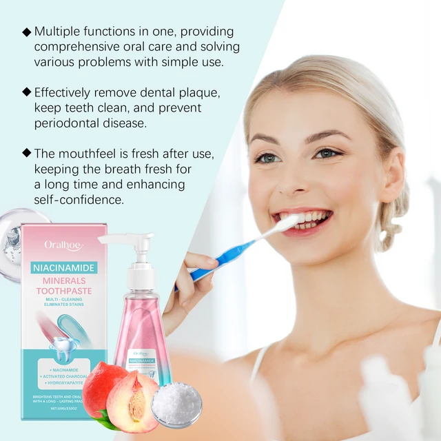 Niacinamide Whitening Toothpaste Dental Stains Removing Prevent Bad Breath Oral Cleaning Refreshing Reduces Plaque Toothpaste 6