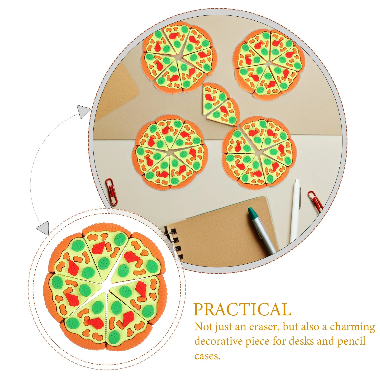 30Pcs 귀여운 삼각형 피자 지우개 미니 음식 학교 용품 교실 상품 어린이 보상 대량 파티 선물 대량 상품