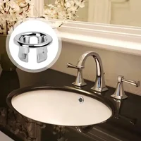 4PCS Plastic Bathroom Kitchen Basin Sink Overflow Cover Ring Insert Replacement Chrome Hole Round Drain Cap Drain Plug Sink 3
