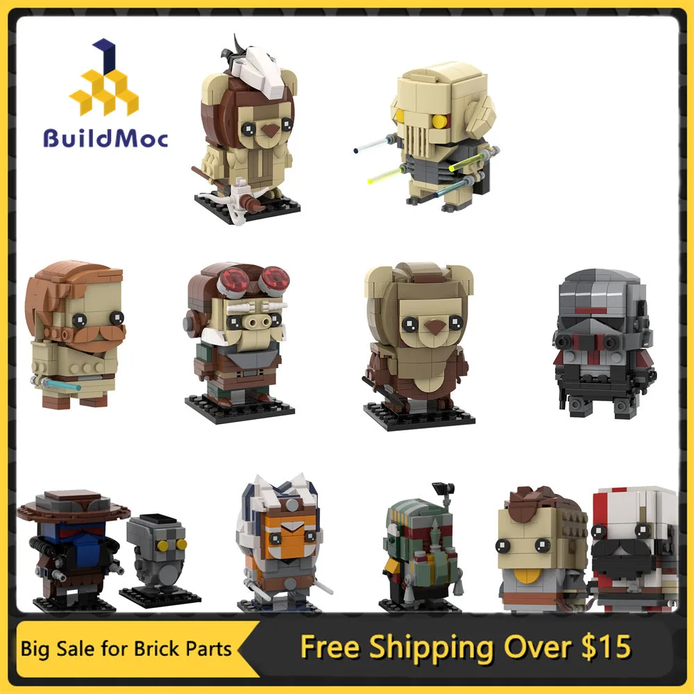 

DIY Space Wars MOC Boba Figure BrickHeadz Building Block Kit Anime Movie Character Soldier Brick Model Kratos Atreus Kid Toy