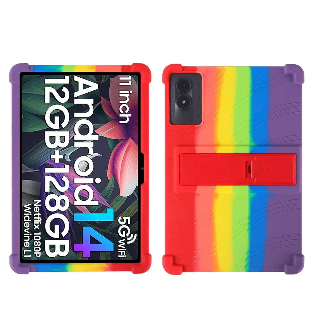 thumbnail interactive-video image 1 of For Google Pixel Tablet 11-Inch Android Tablet Model Case,Soft Silicone Adjustable Stand Cover Lightweight Kids Friendly,Purple 1 of 11