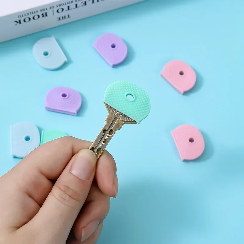 1/10pcs Bright Colors Hollow Multi Color Rubber Soft Keys Locks Cap Key Covers Topper Keyring Elastic Case Round Soft Silicone