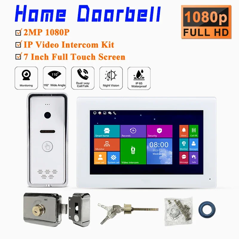 

Ideal Tuya Wifi Waterprof 1080P Doorbell 7 Inch Doorbell Smart Video r9s Home Camera Aluminum Alloy Acrylic Panel Press Button