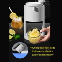 Machine à glace pilée manuelle avec gobelet en verre pour smoothies, broyeur de glace, lame 40Cr13, machine à cones de neige pour usage domestique 2