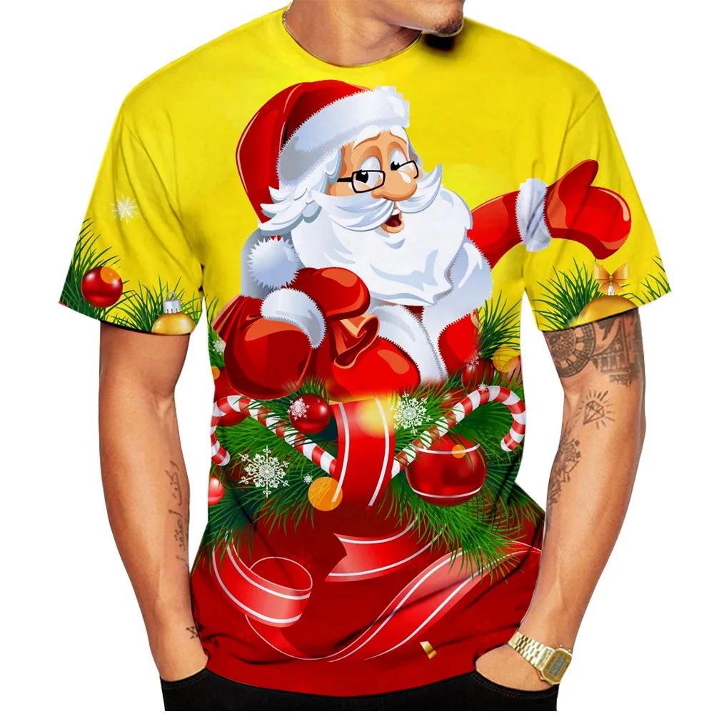 

Unisex 2023 Men's T-shirt Slightly Elastic Christmas T Shirt For Men Festival Costume Street Costume Home Short Sleeve Tops Tee