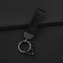 Vintage Leather and Zinc Alloy Car Keychain (Black)