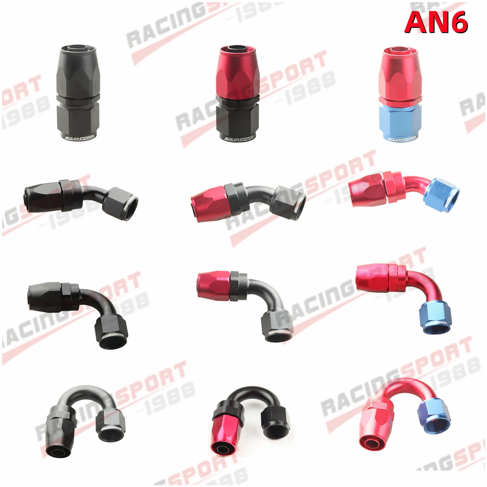 

ADLERSPEED Universal AN6 Straight 45 90 180 Degree Oil Fuel Swivel Hose End Fitting Oil Hose End Adaptor Kit