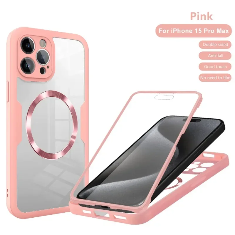 Magnetic 360° Full Body Clear Shockproof Case with Silicone Bumper