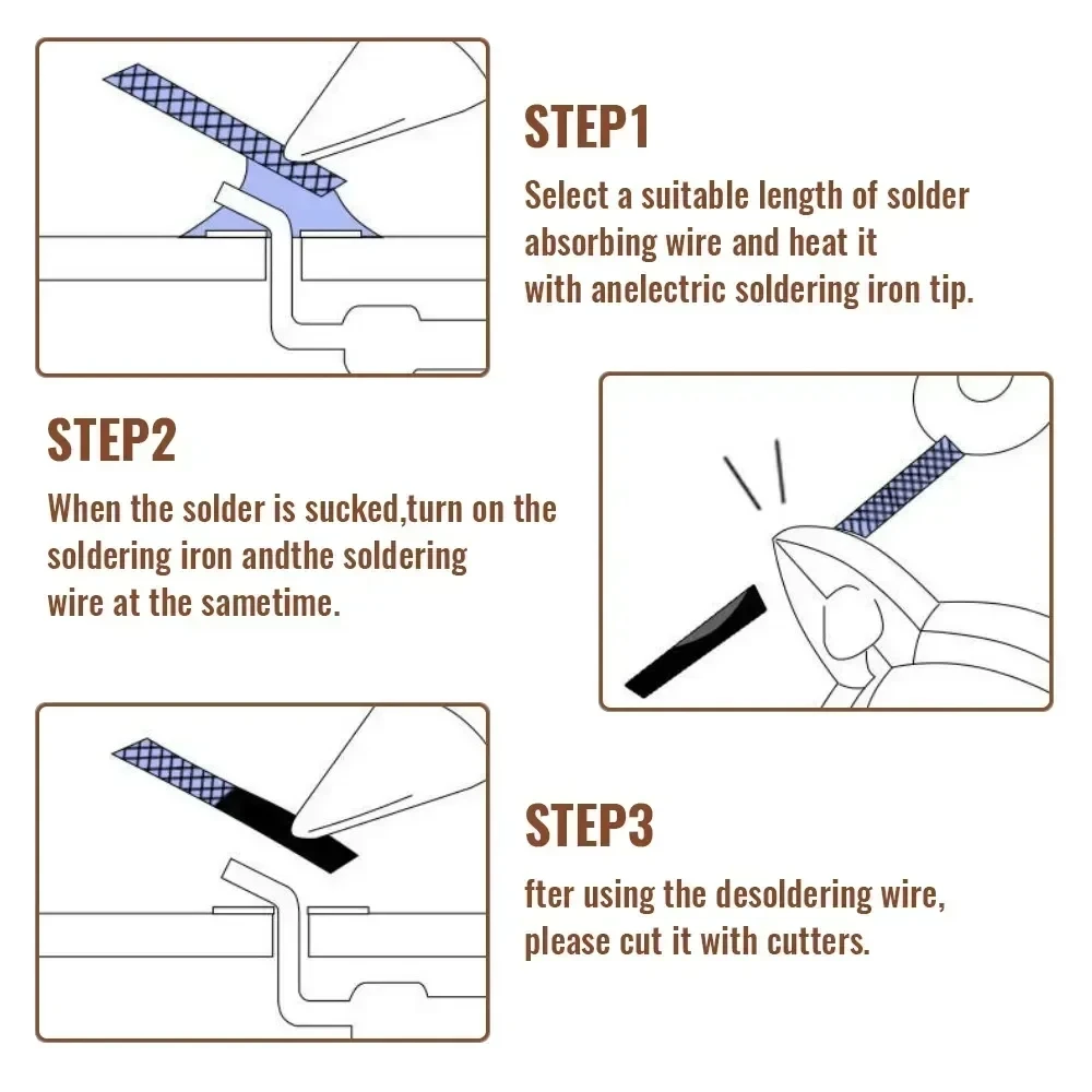 Solder remover 1.0-4.0mm length welding wires desoldering mesh braid tape copper for soldering repair