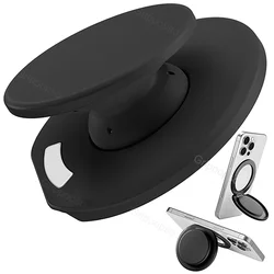 Universal Magnetic Phone Grip and Adjustable Stand - Sleek & Versatile Holder (Black)