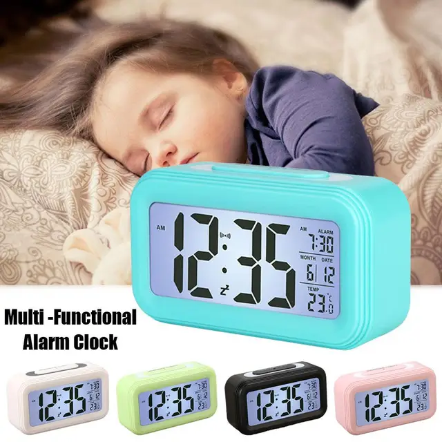 Einfachheit kleine Digitaluhr Desktop-Thermometer Zeit stille Uhr Kalender  Datum Haus betrieben nach Hause Batterie Schreibtisch Anzeige b9k7 -  AliExpress