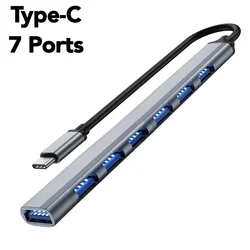7 - Port High - Speed USB Hub with USB - C PD for Enhanced Data Transfer (Type - C - 7Ports)