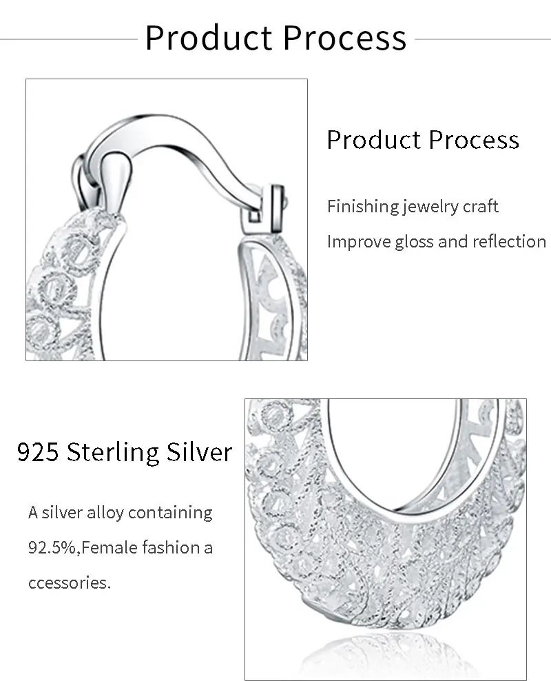 2024 neue Trend 925 Sterling Silber Feine Hohle Runde Hoop Ohrringe Für Mode Frauen Charme Partei Schmuck Geschenk Punk Ohrringe – Detail 4