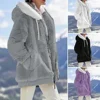 Women Jacket Cozy Hooded Plush Winter Coat for Women Windproof Zipper Closure Jacket with Side Pockets Stylish for Weather 1
