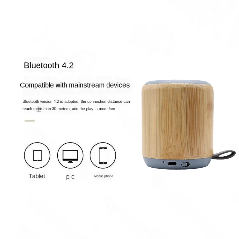 Bamboo Wood Eco-friendly Mini Portable Bluetooth Speaker Desktop Wireless Audio
