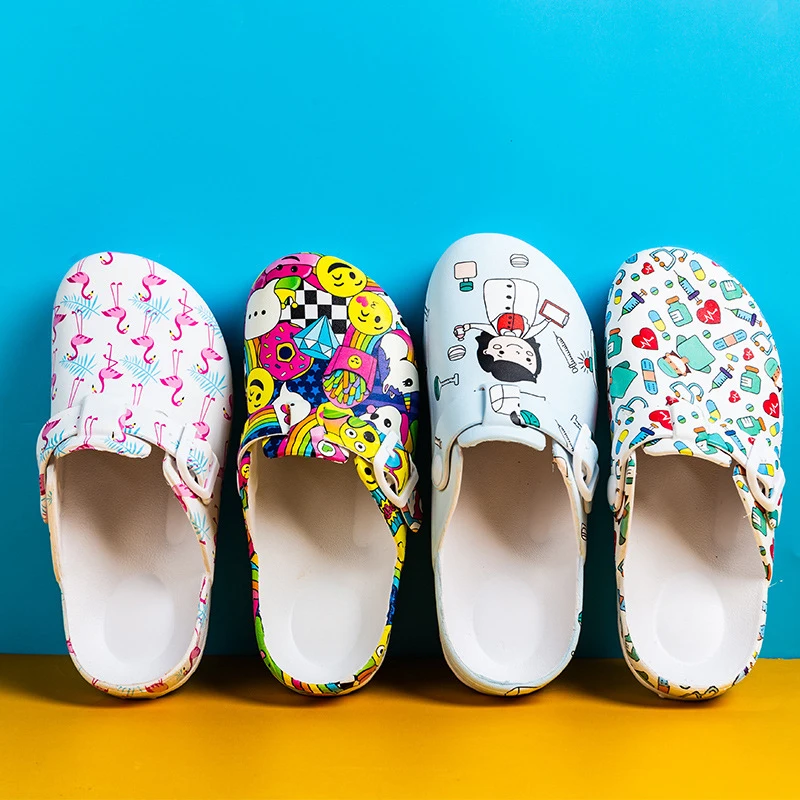 Print Medical Clogs Slip Resistant Doctor and Nurse Slippers Ultra Light Dentist Veterinary Footwear Premium Surgical Shoes YC-1 6