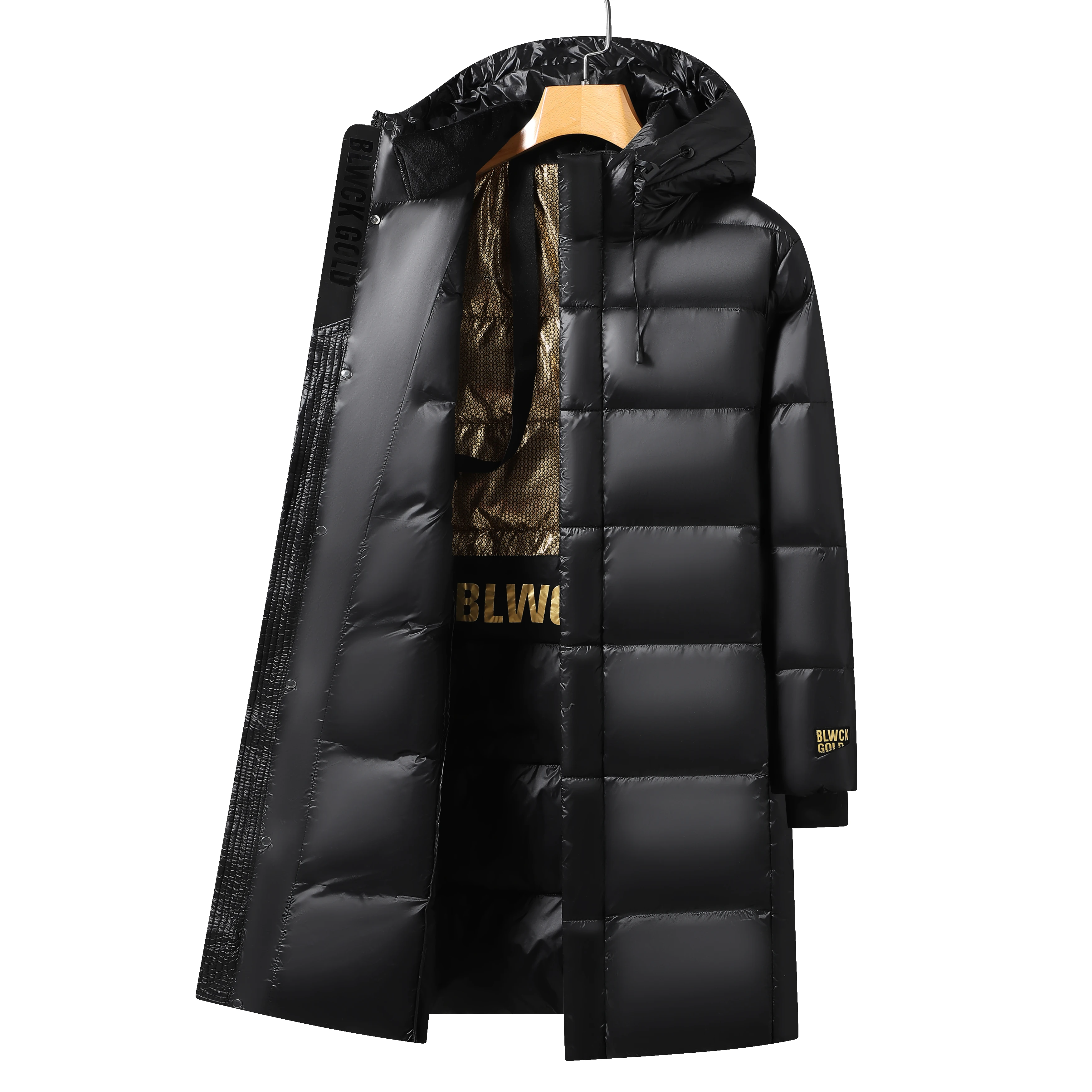 Men's Women's Short Winter Burst Couples Wear Black Gold Hooded White Duck Down Warm Coat Fashion Trend Casual Daily Coat